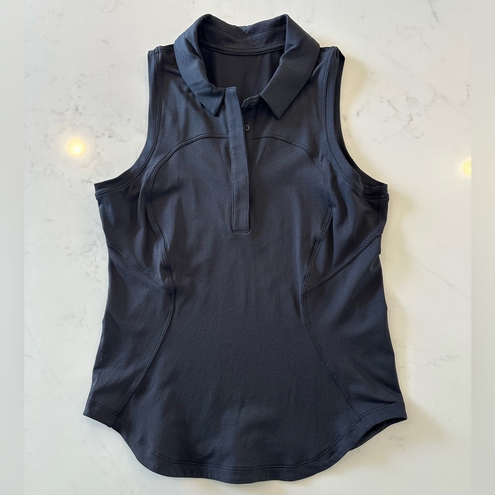 lululemon athletica Sleeveless Polo Tank; Black; Size 4